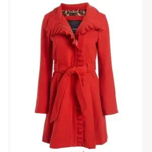 Steve Madden Jackets Coats Steve Madden Red Ruffle Trench Coat Nwt Size X Poshmark